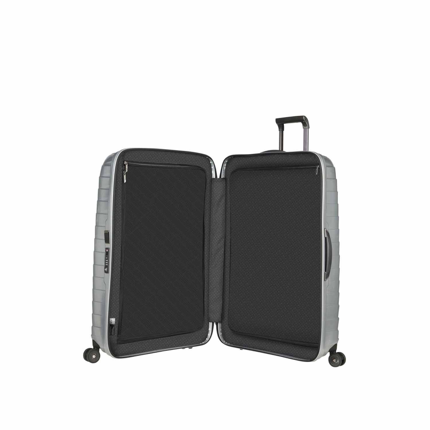 Samsonite Proxis Trolley mit 4 Rollen 81cm + GRATIS HOTELGUTSCHEIN Silber