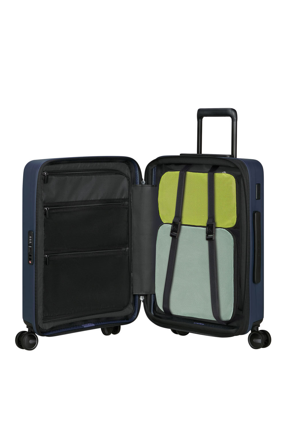 Samsonite Restackd EASY ACCESS Trolley mit 4 Rollen erweiterbar 55cm + GRATIS HOTELGUTSCHEIN Midnight