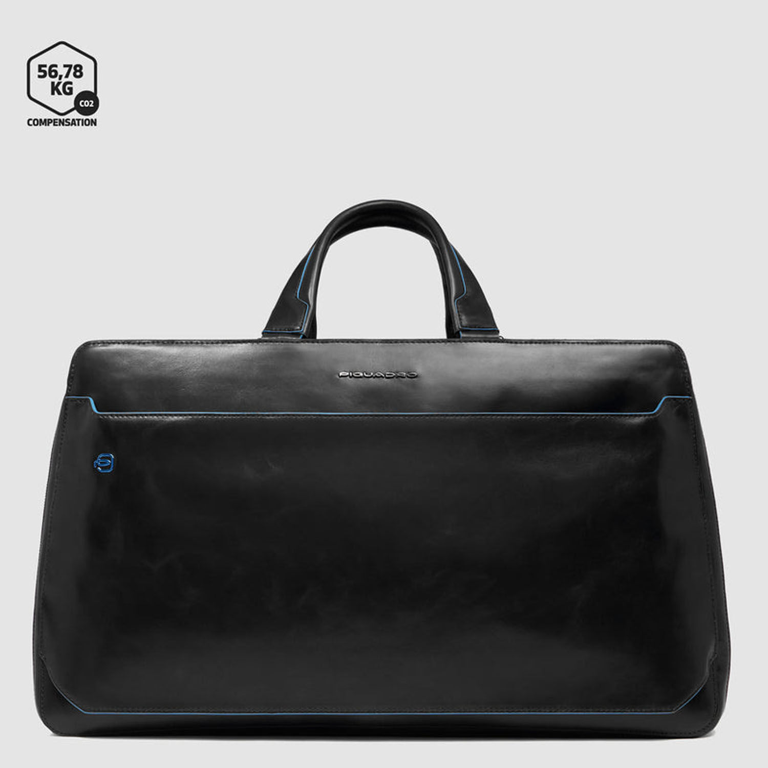 Piquadro Blue Square Leder-Reisetasche mit Laptop-Fach 14" Schwarz