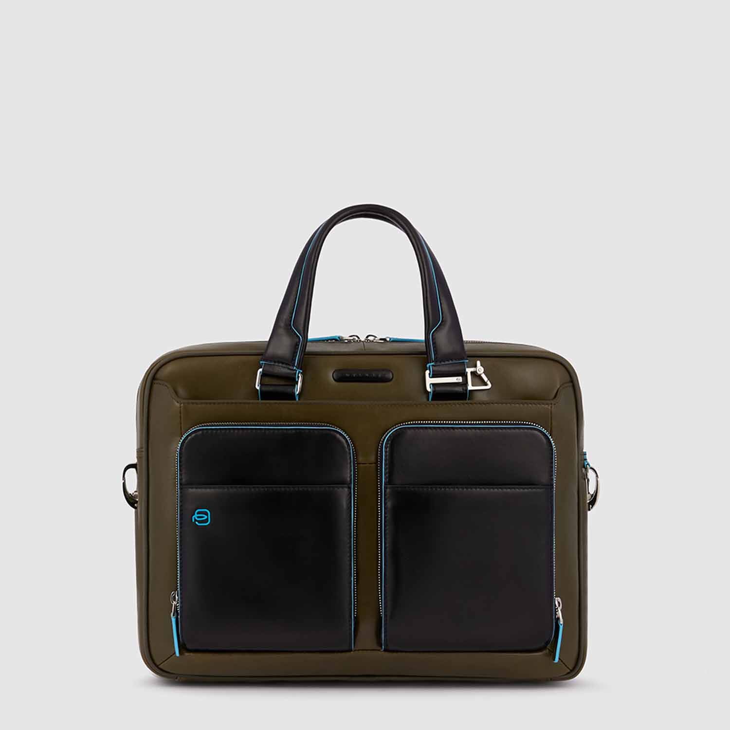 Piquadro Blue Square Schmale Laptoptasche mit Laptofach 14" verde/nero