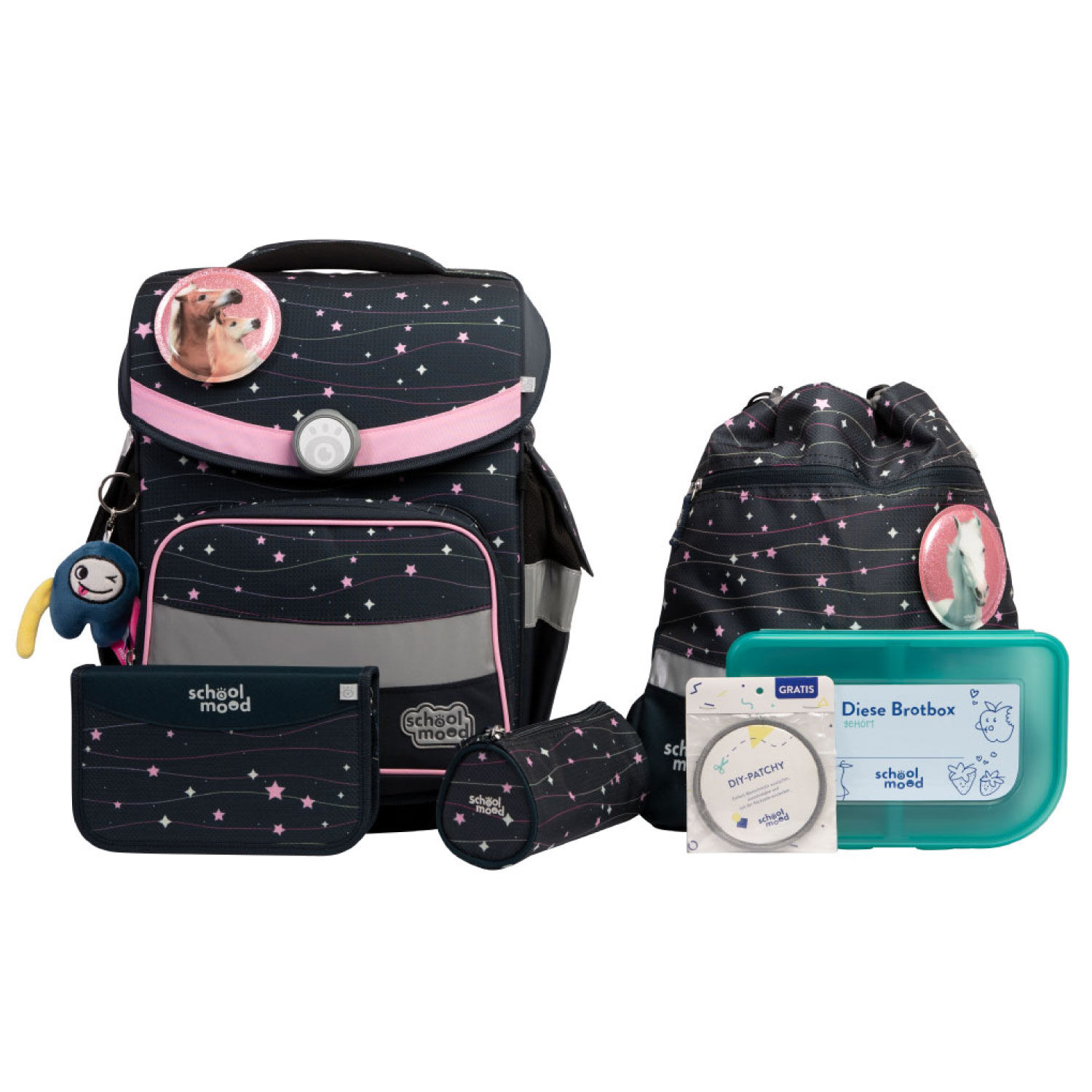 School-Mood Timeless Pro 7-tlg. Schulranzenset Ella (Pony)