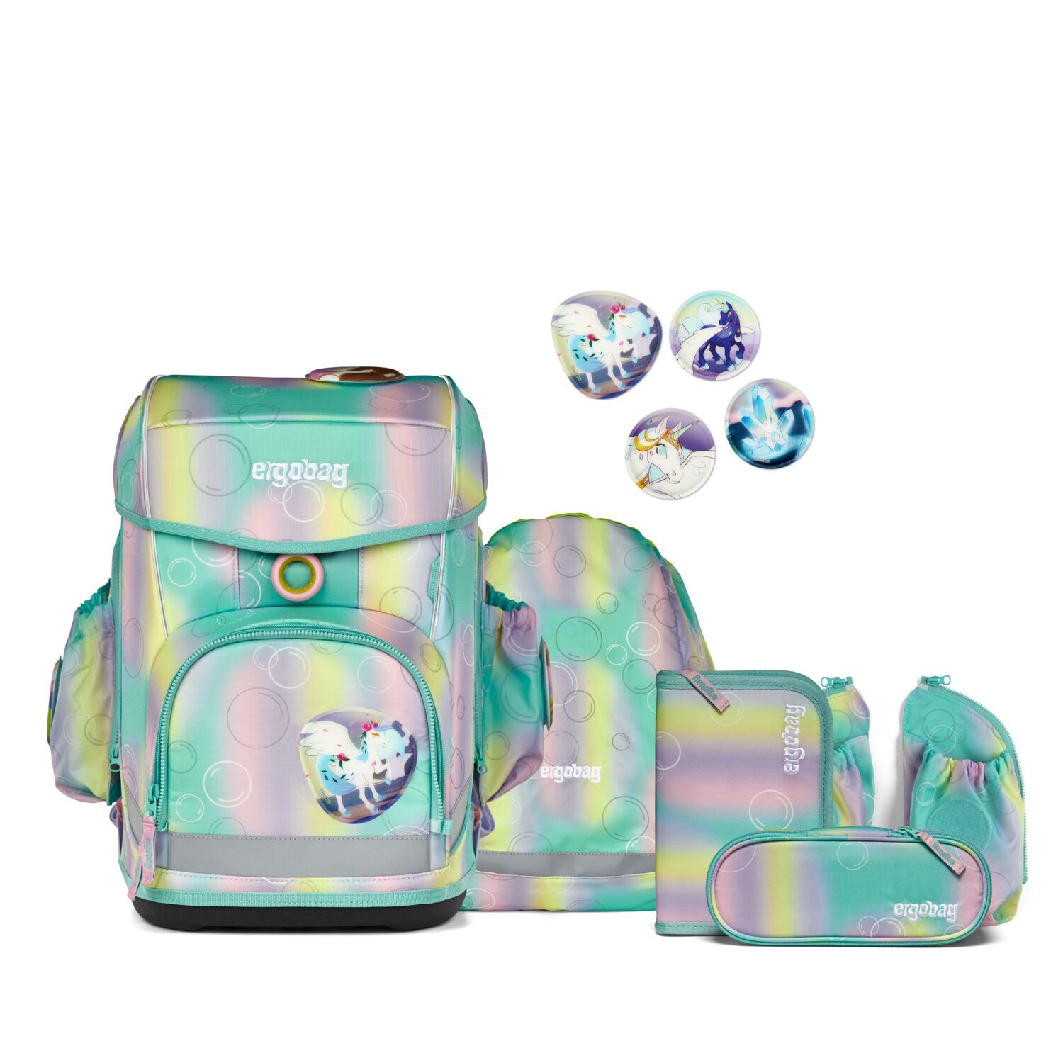 ergobag cubo light REFLEX GLOW 6-teiliges Schulrucksack-Set 2025 ZauBärwelt