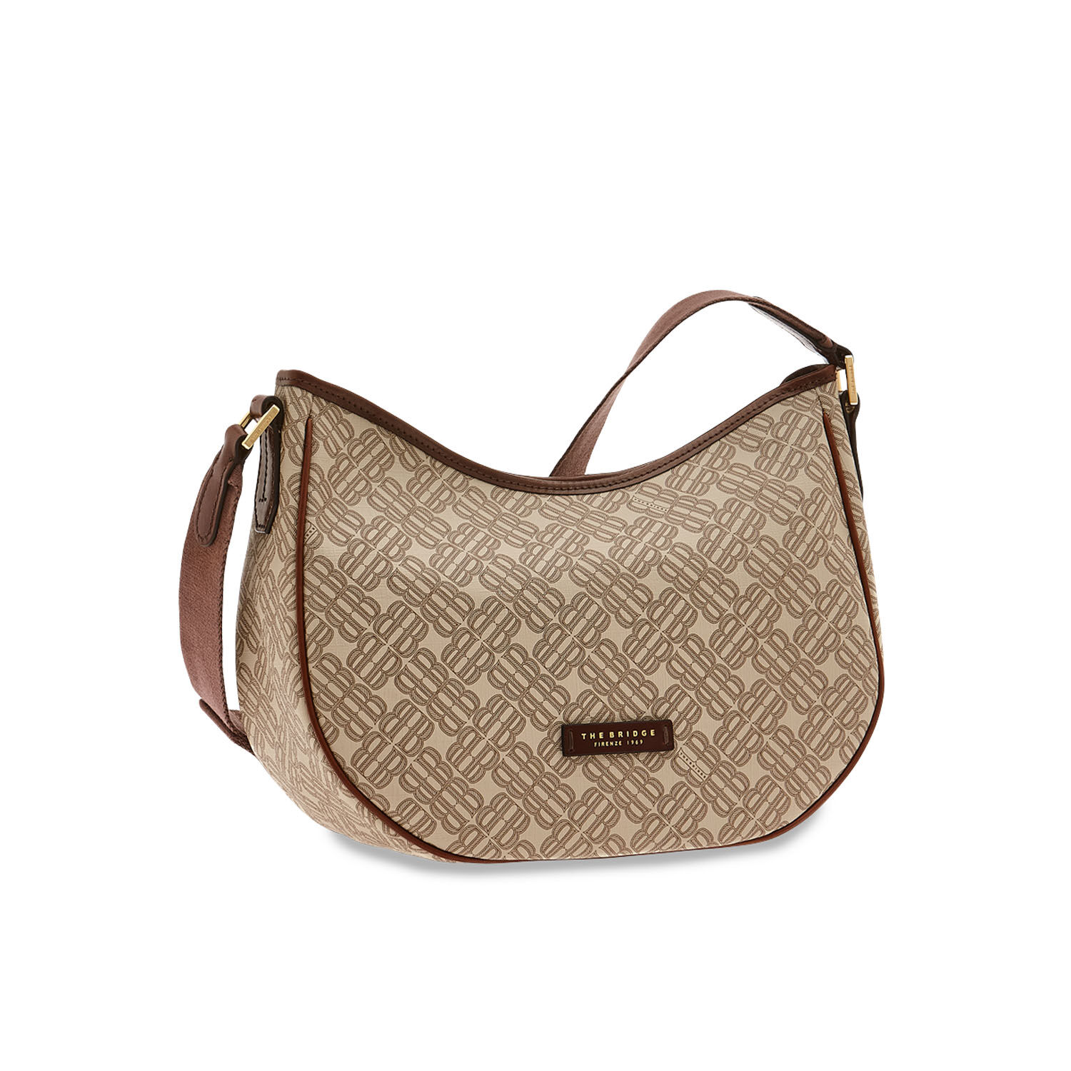 The Bridge Anna Leder-Umhängetasche Sand/Gold