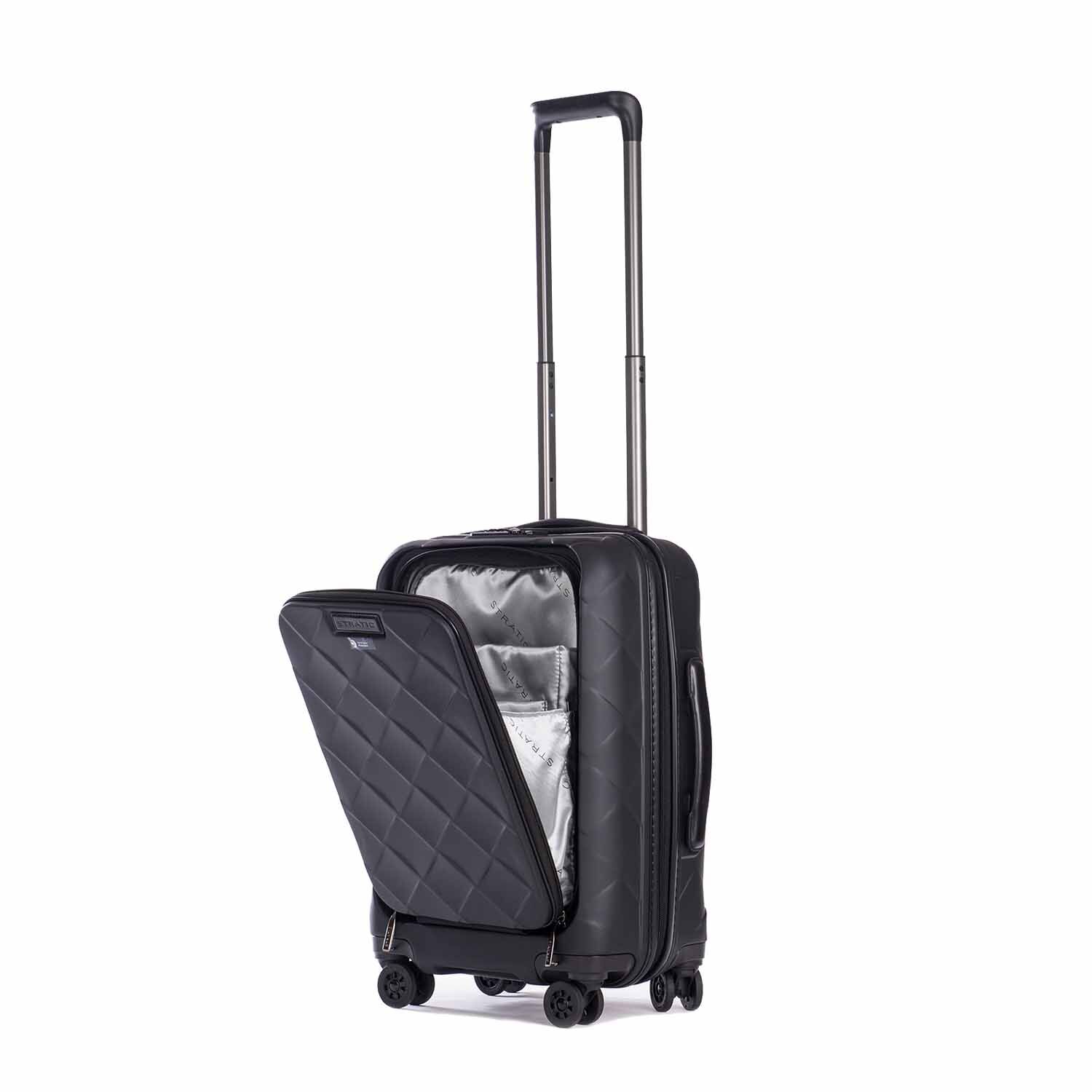 Stratic Leather & More Trolley S mit Vortasche, 4-Rollen Mattblack Stratic Leather & More Trolley S mit Vortasche, 4-Rollen Mattblack