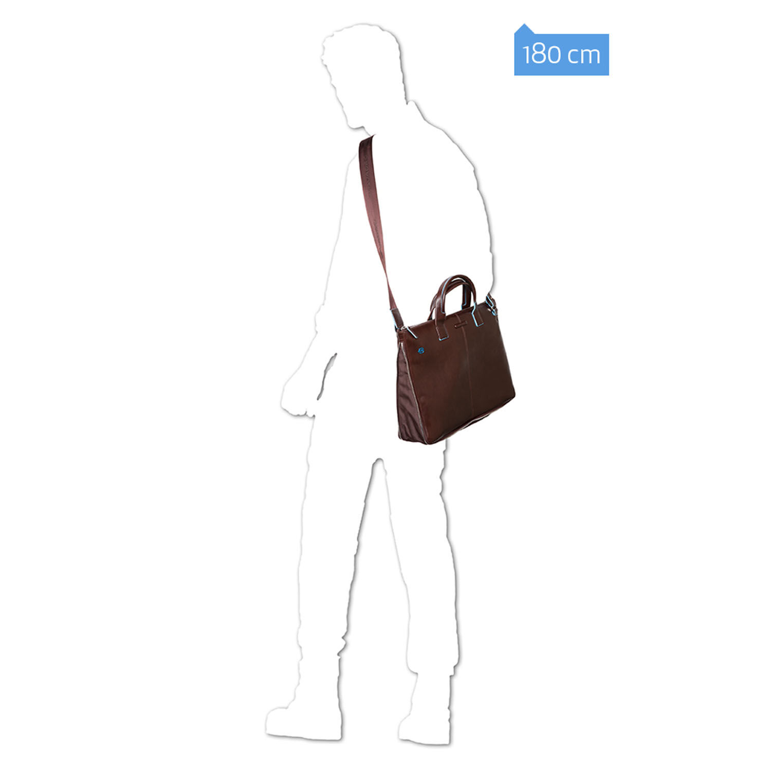 Piquadro Blue Square Schmale, erweiterbare Laptoptasche 15.6" mit Tabletfach Schwarz