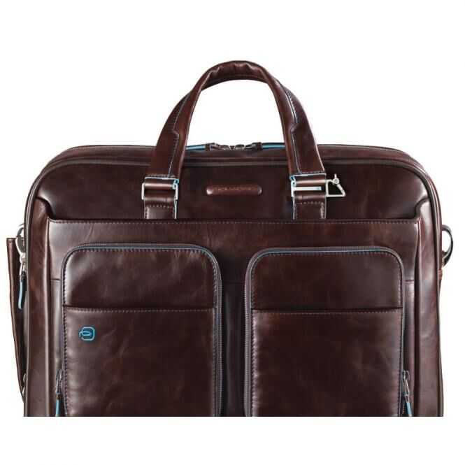 Piquadro Blue Square Schmale Laptoptasche mit Laptofach 14" Mahagoni