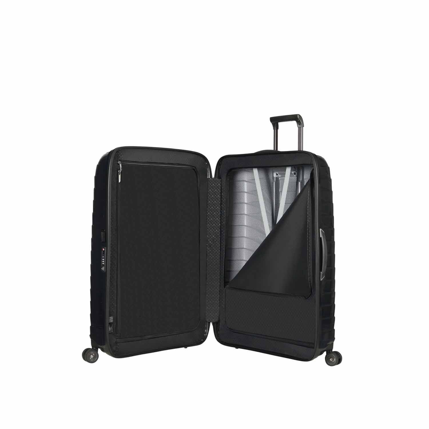 Samsonite Proxis Trolley mit 4 Rollen 81cm + GRATIS HOTELGUTSCHEIN Schwarz