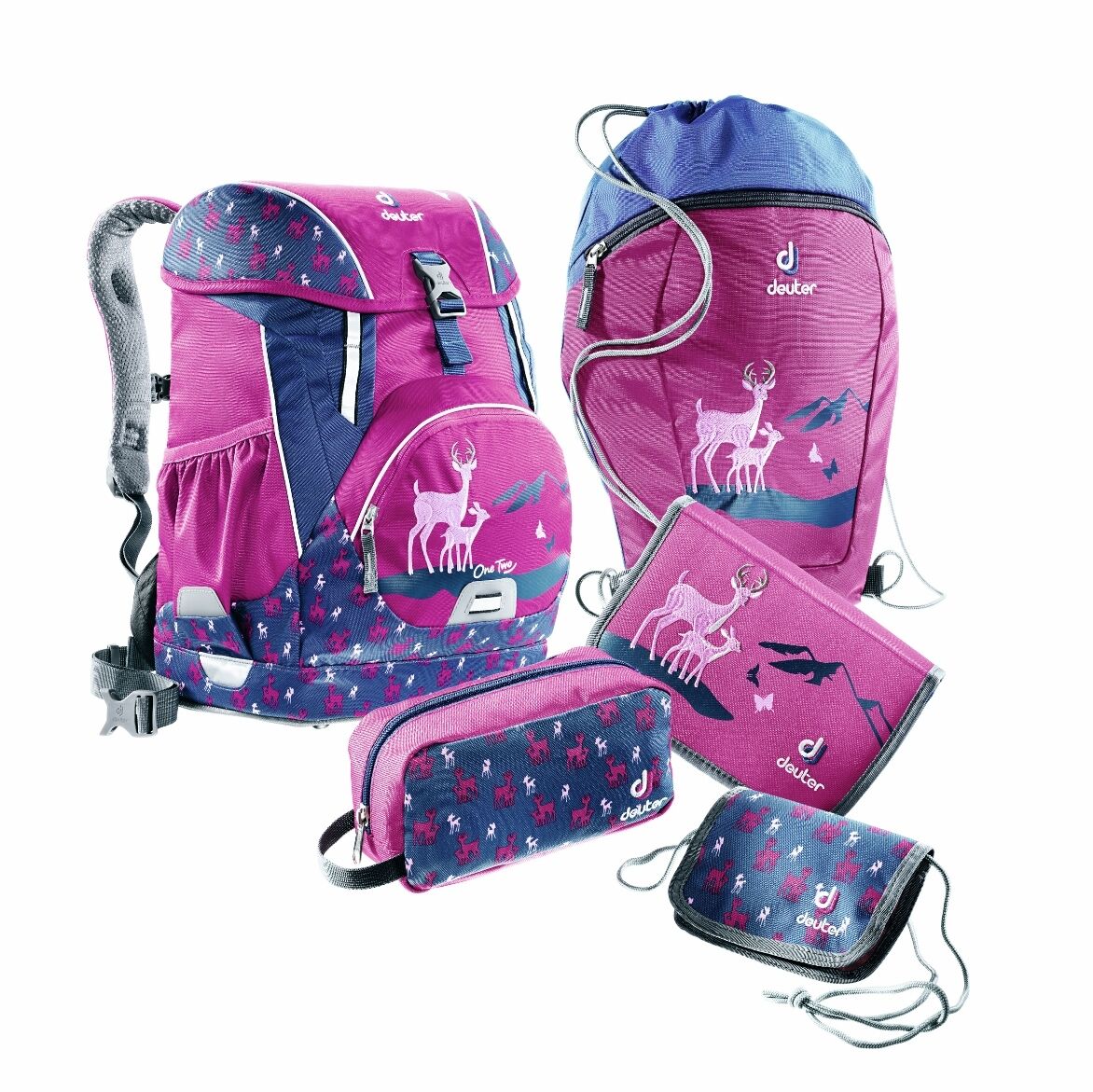 Deuter School OneTwo Set - Sneaker Bag, 5-teilig magenta-deer Deuter School OneTwo Set - Sneaker Bag, 5-teilig magenta-deer