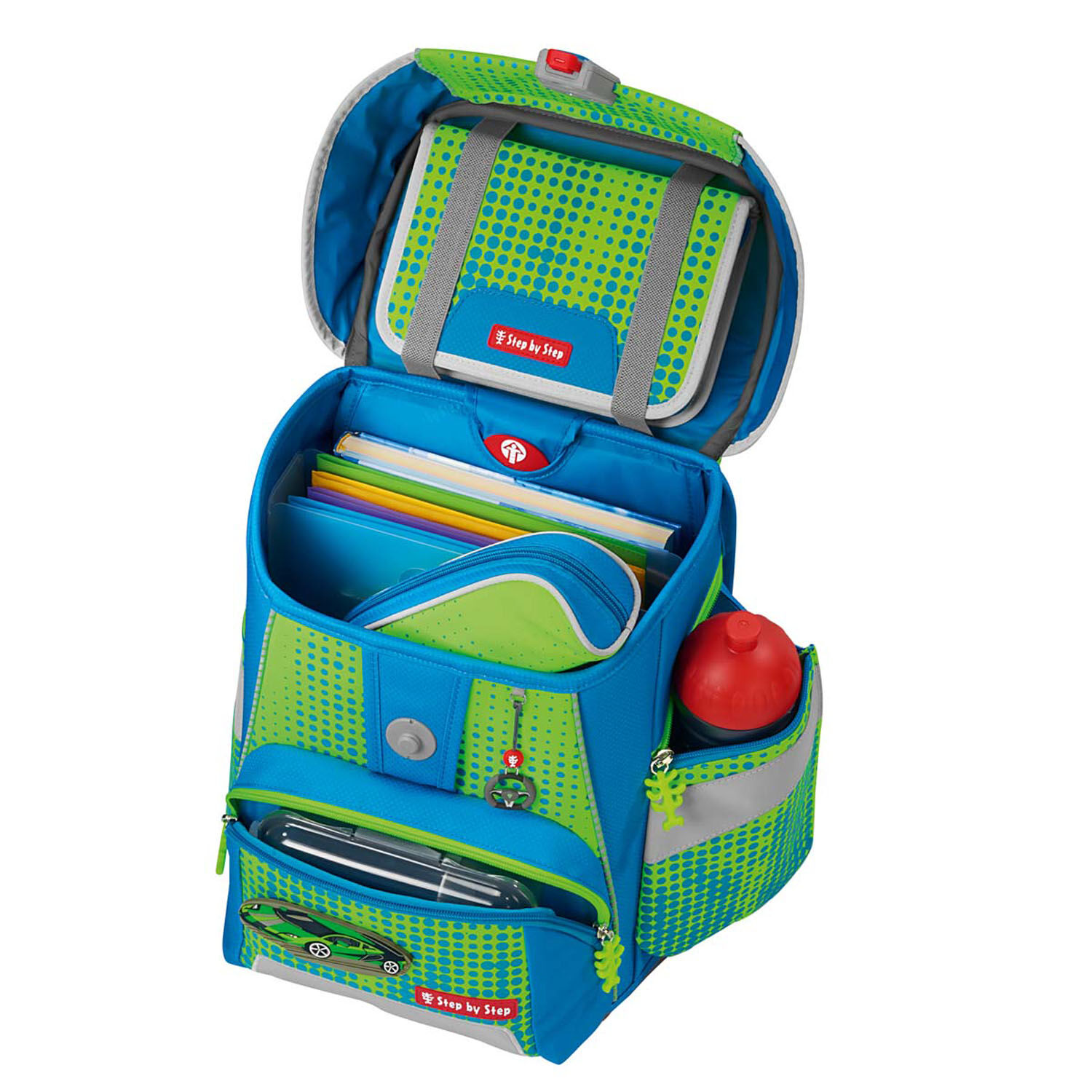 Step by Step SPACE NEON Schulranzen-Set, 5-teilig Race Car Chuck