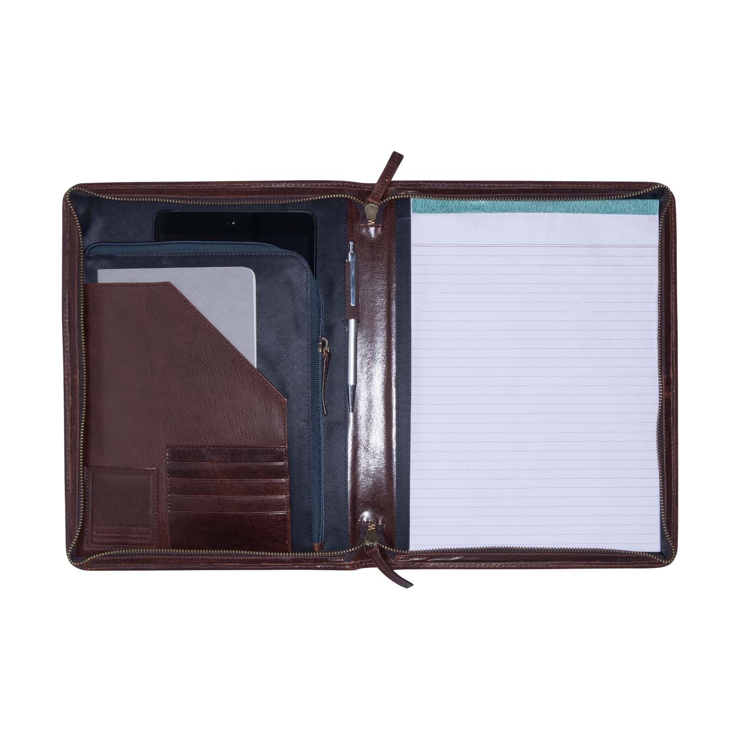 Leonhard Heyden Cambridge Leder-Schreibmappe mit Tabletfach 10" Rotbraun