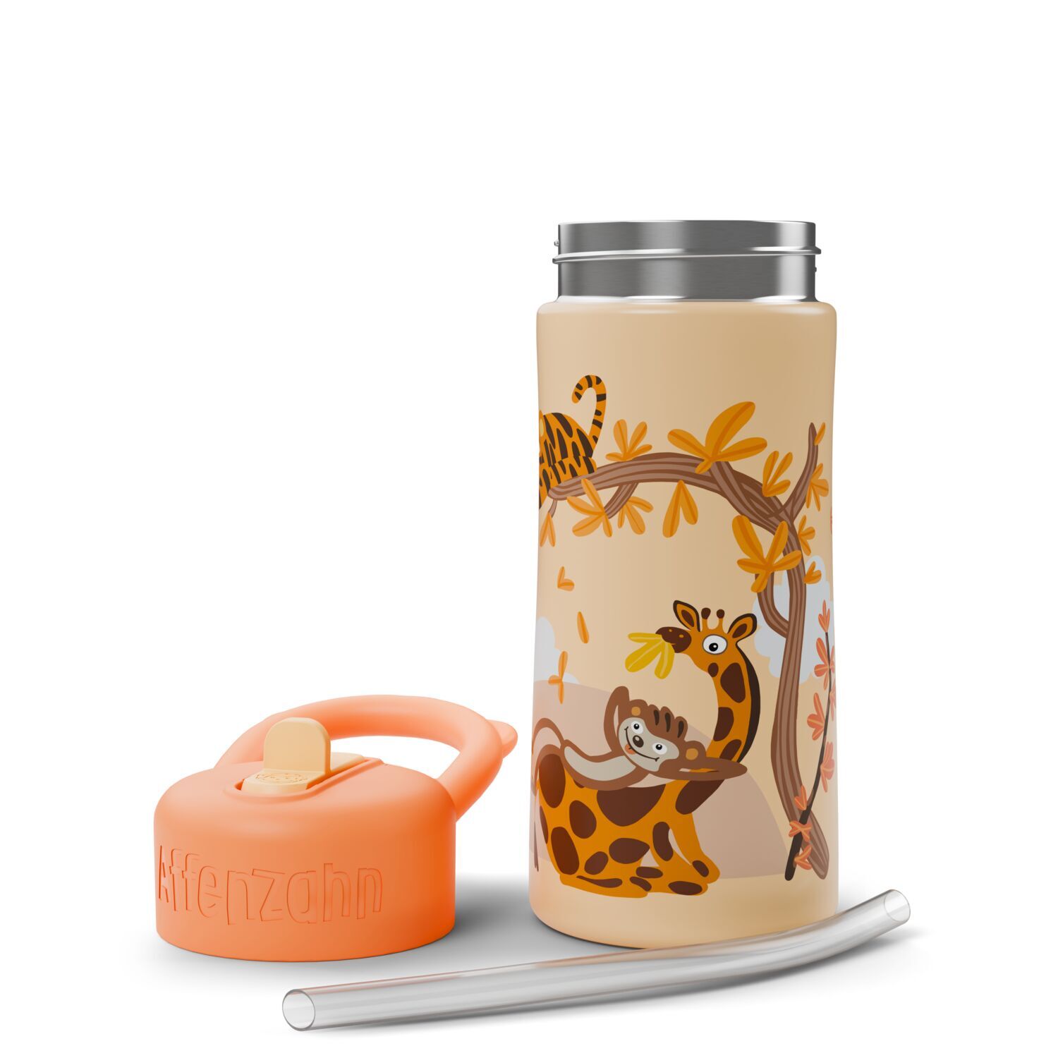 Affenzahn Edelstahl-Trinkflasche 330 Ml – Tiger, Gelb, Auslaufsicher, BPA-frei, Spülmaschinengeeignet Für Kinder Ab 1 Jahr