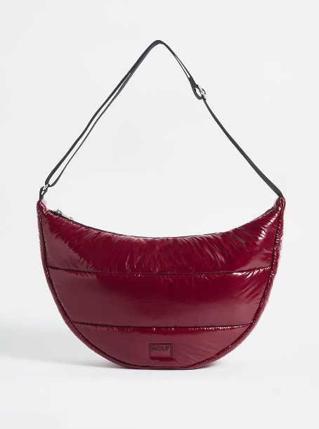 Wouf Quilted Collection Large Crossbody Bag -Glossy Burgundy