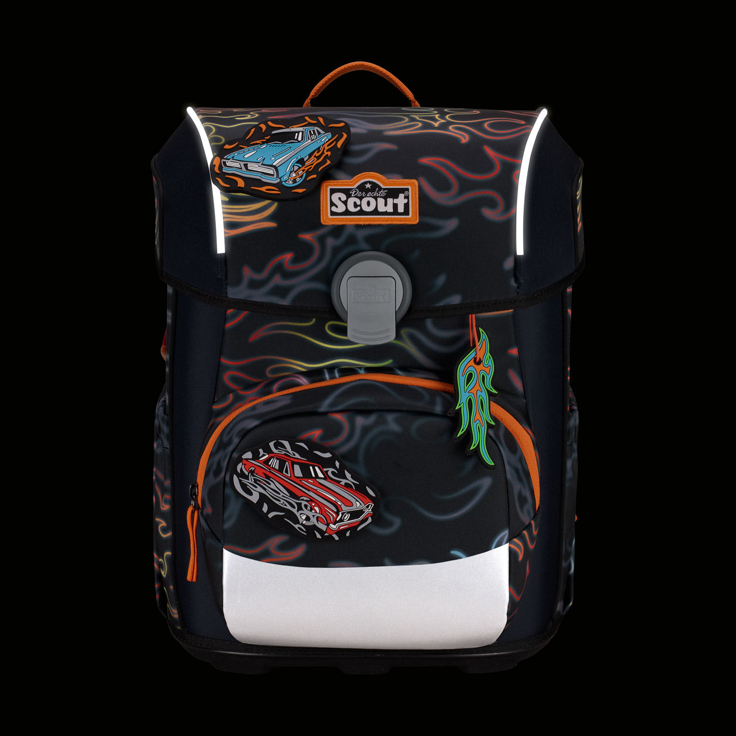 Scout Neo Exklusiv Safety Light Schulranzen-Set 5-teilig Flames