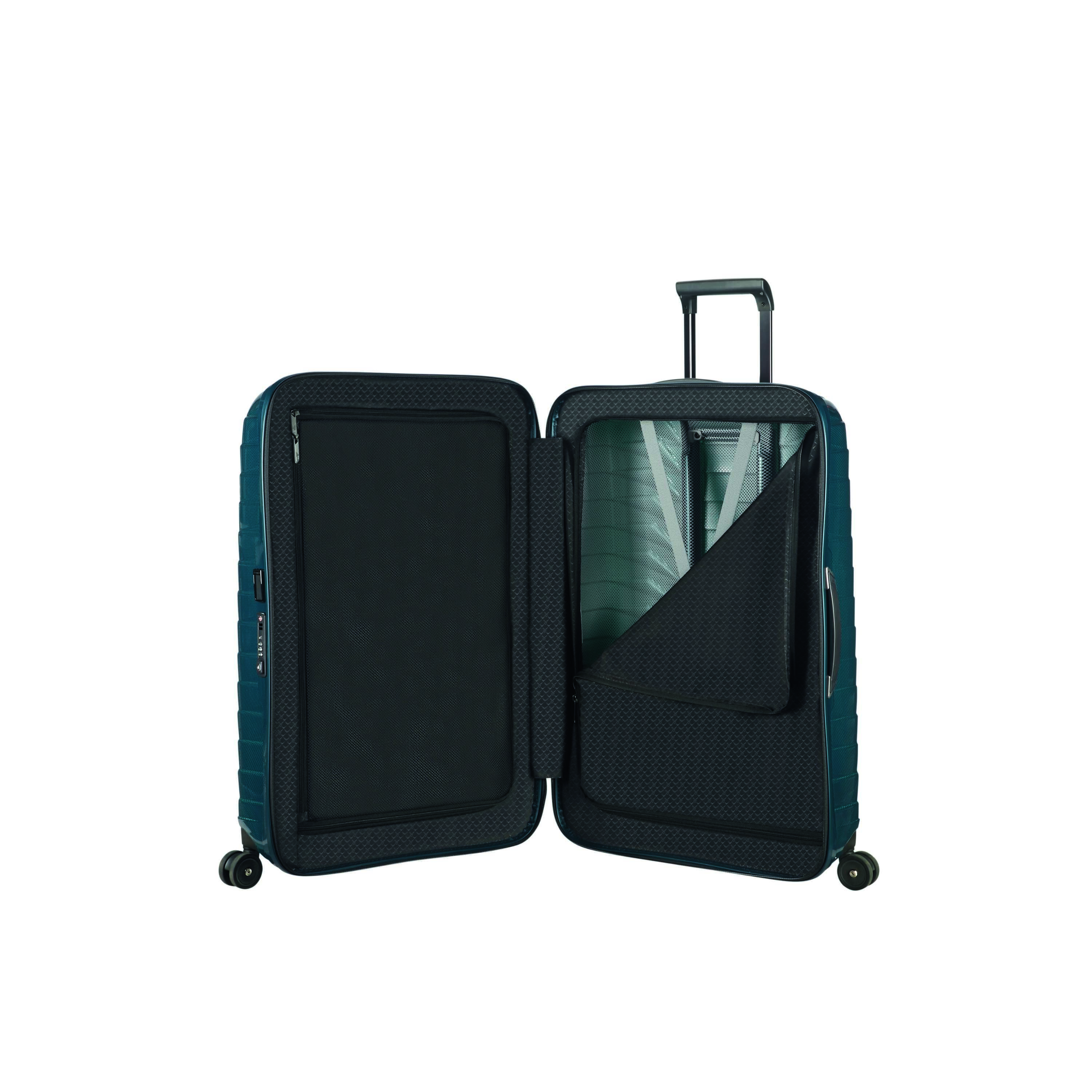 Samsonite Proxis Trolley mit 4 Rollen 75cm + GRATIS HOTELGUTSCHEIN Petrol Blue