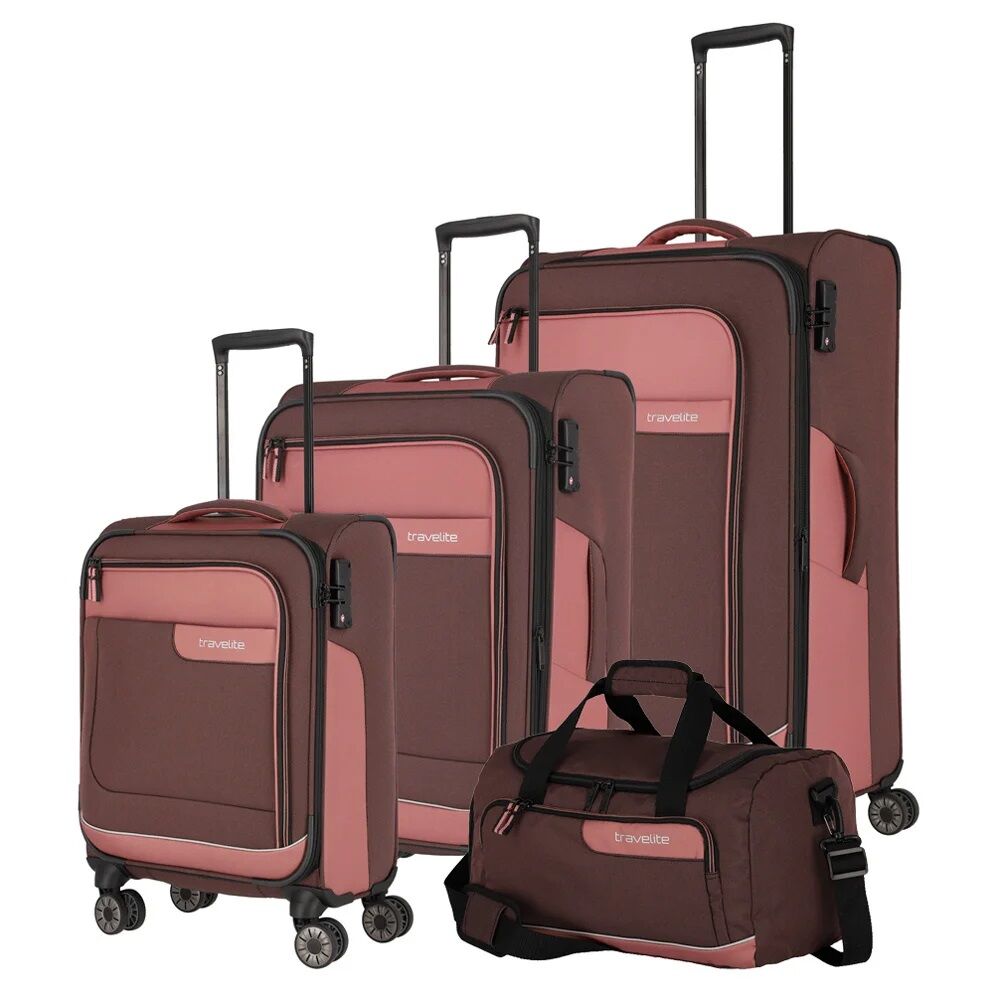 Travelite Viia Trolley-Set 4-Rad L erw./M erw./S/Reisetasche Frühlingsrose