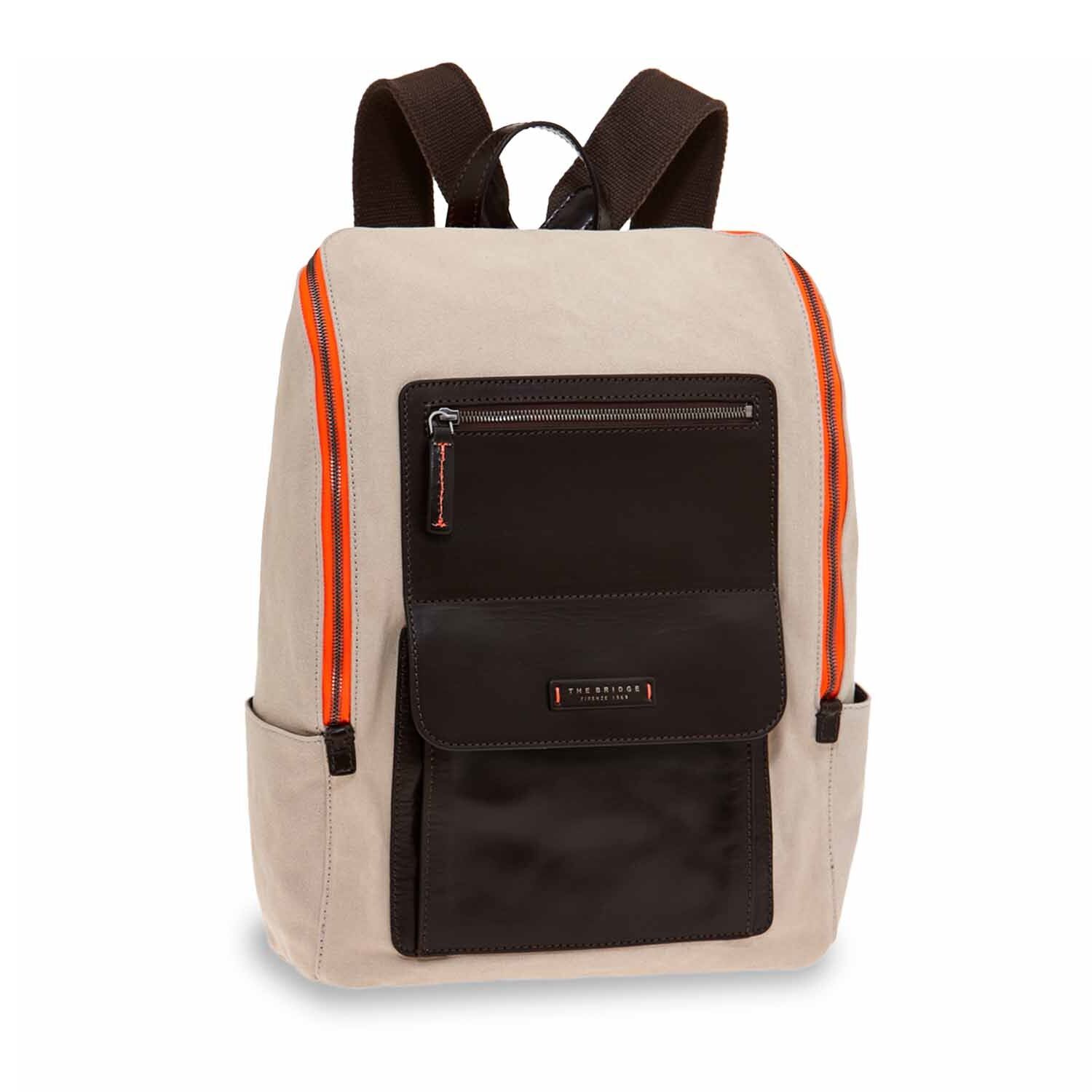 The Bridge Alberto WOW Leder-Rucksack 44cm Sand/Kastanie mit Dunklem Ruthenium