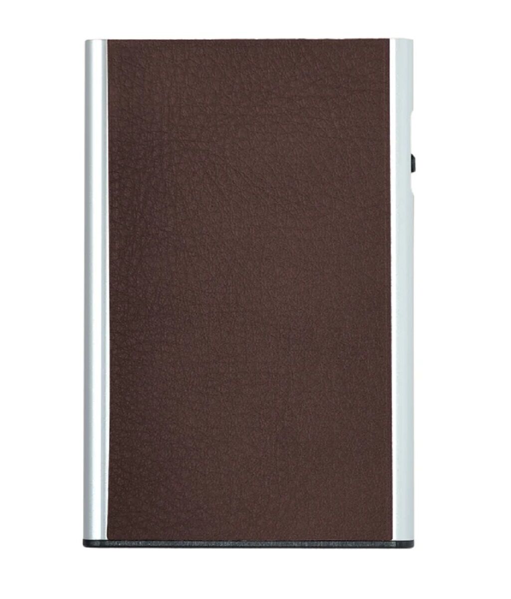 Tru Virtu Click & Slide Kreditkartenetui aus Leder Nappa Chestnut/Silver