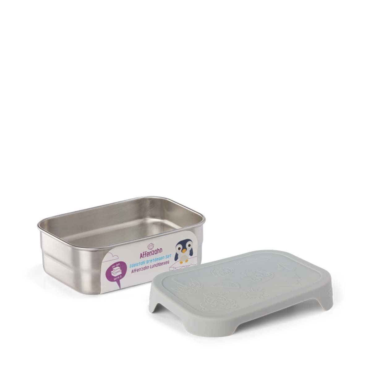 Affenzahn Schulzubehör Edelstahl Brotdosen-Set Koala Silber/Grau