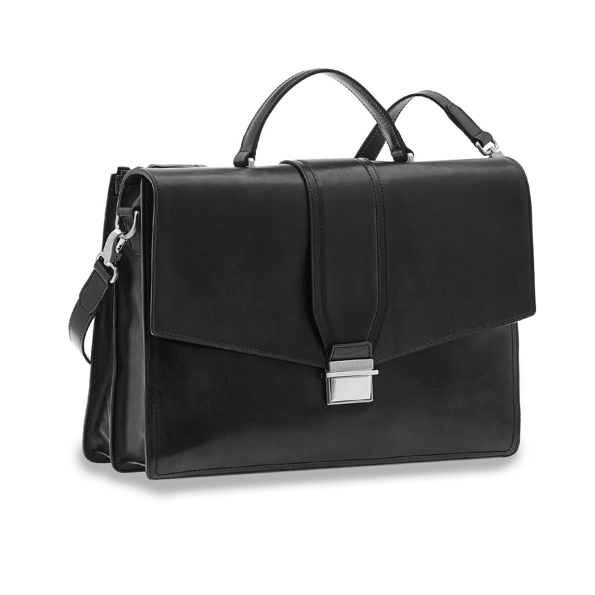 The Bridge Dante Leder-Aktenstasche 40cm Schwarz/Palladium/Ruthenium