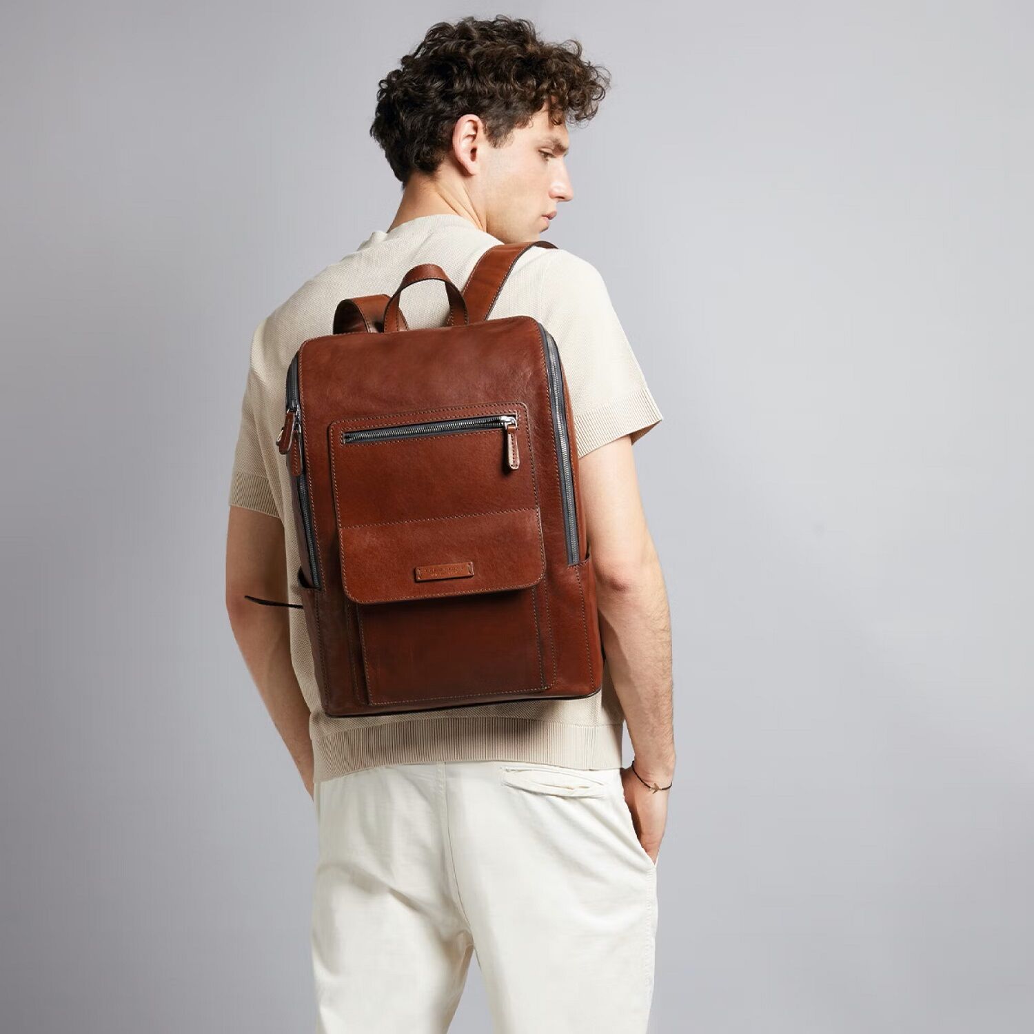 The Bridge Alberto Leder-Rucksack 44cm Braun/Ruthenium Dunkel