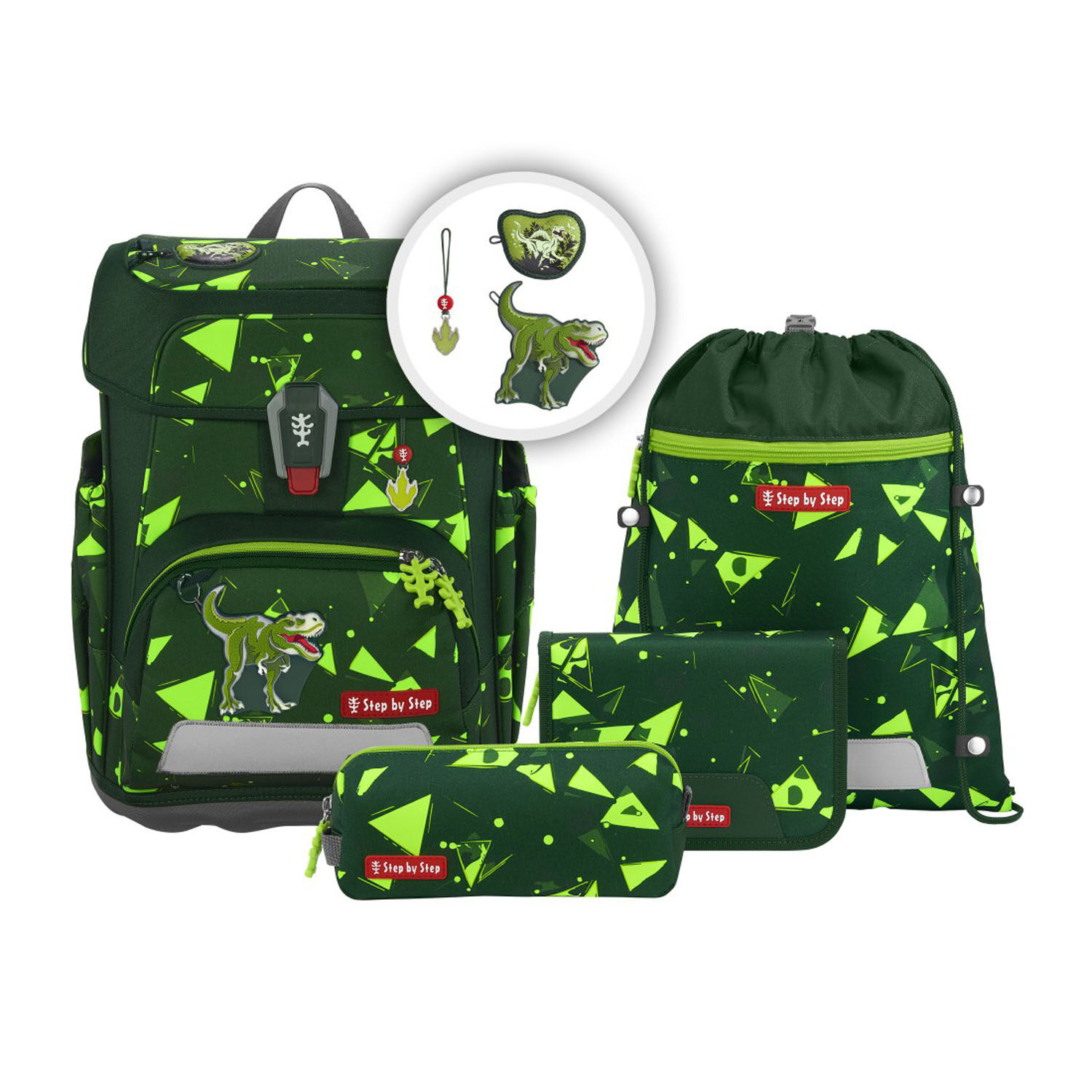 Step by Step CLOUD SHINE Schulranzen 5-teiliges Set Dino Tyro