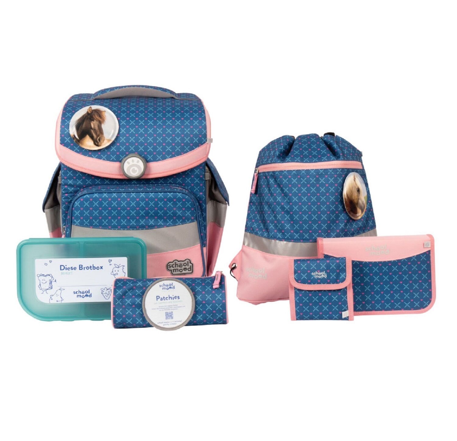 School-Mood Timeless Schulranzenset 7-teilige Mila (Pferd)