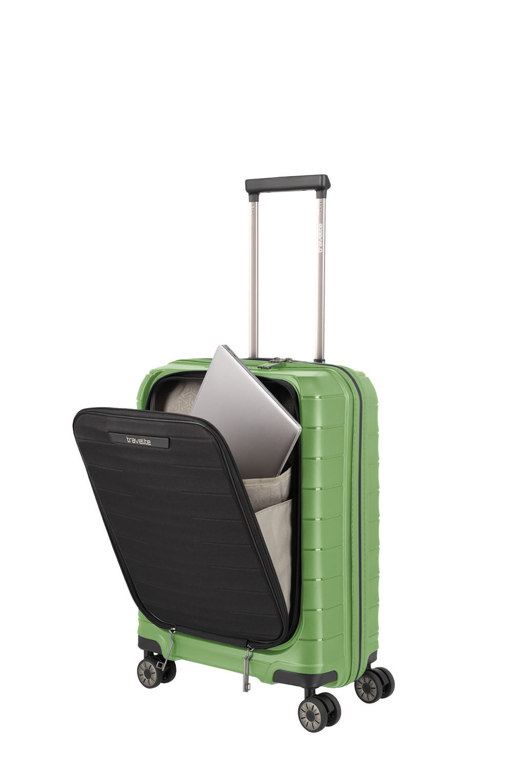Travelite Mooby Trolley S mit Vortasche, 4-Rollen Grün
