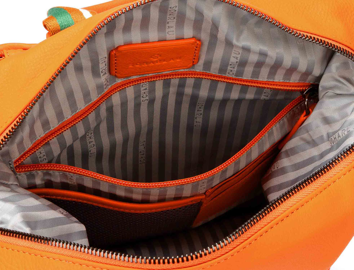 SCHARLAU Slackline BLONDIN Leder-Rucksack für 15,6" Laptopfach Orange