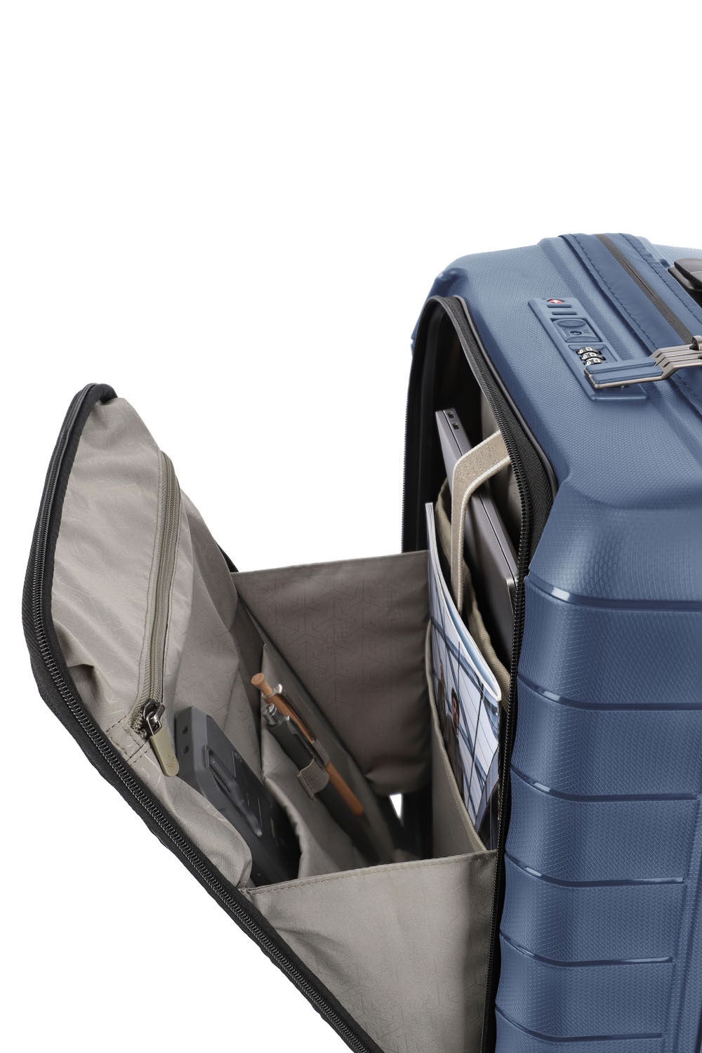 Travelite Mooby Trolley S mit Vortasche, 4-Rollen Marine