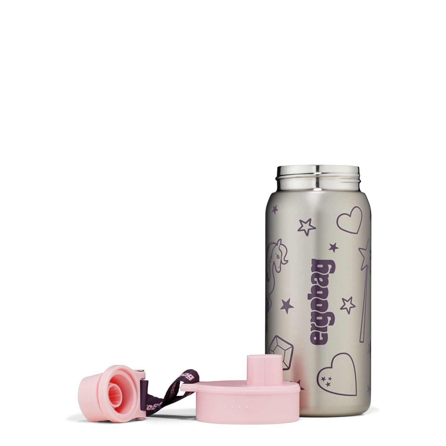 ergobag Schulzubehör Edelstahl Trinkflasche 500ml -2024 Rosa