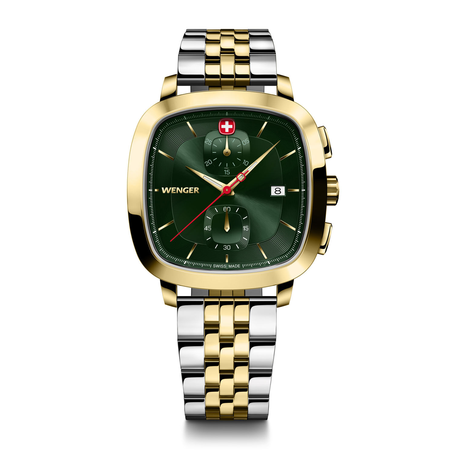 Wenger Vintage Classic Chrono Herrenuhr 40mm mit Chronographenfunktion Gold/Grün/Silber/gold