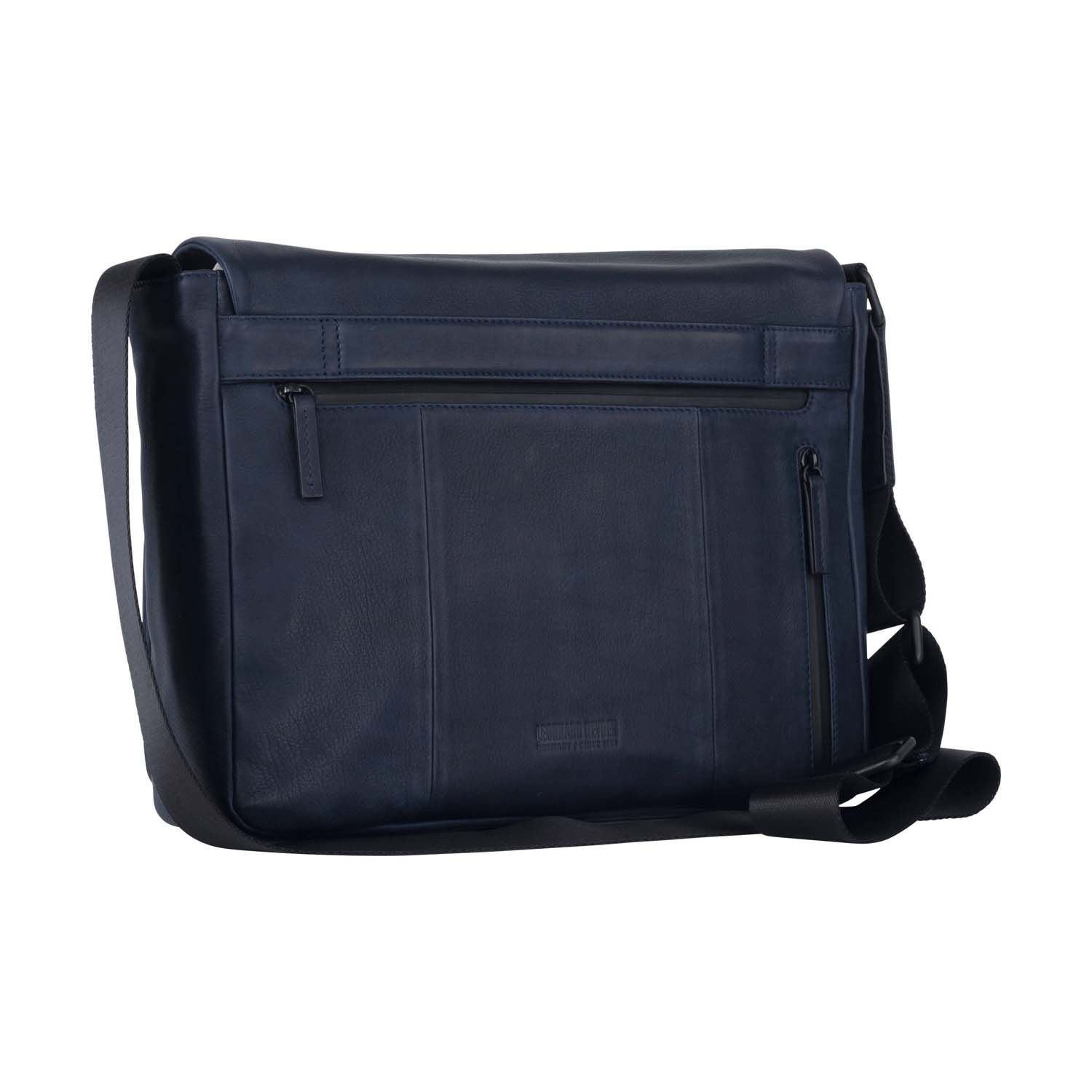 Leonhard Heyden Den Haag Leder-Umhängetasche L Blau