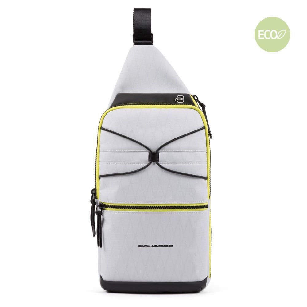 Piquadro Otello Querträgertasche aus recyceltem Stoff Weiß Eis Piquadro Otello Querträgertasche aus recyceltem Stoff Weiß Eis