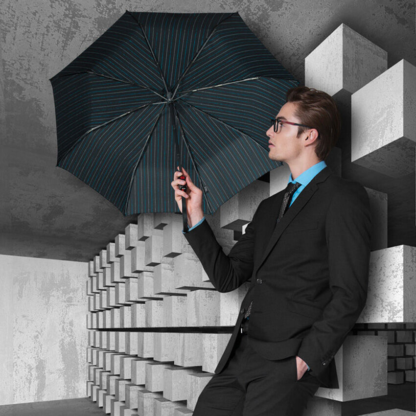 Knirps T.200 Medium Duomatic Automatischer Taschenschirm Men's Prints Baker Street Aqua