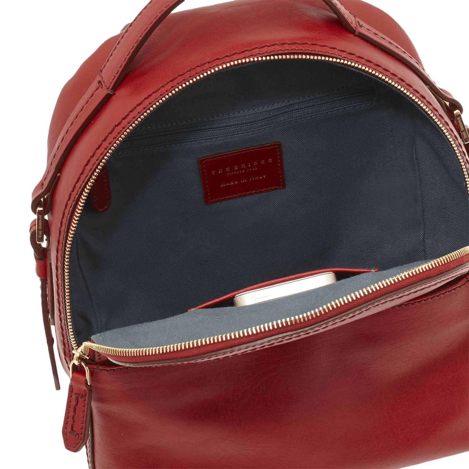 The Bridge Pearldistrict Leder-Rucksack 26 cm Ribes-Rot/Gold