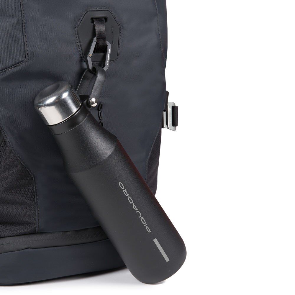 Piquadro PQ-Modular Laptoprucksack 15,6" aus rezykliertem antiviralen Stoff Schwarz