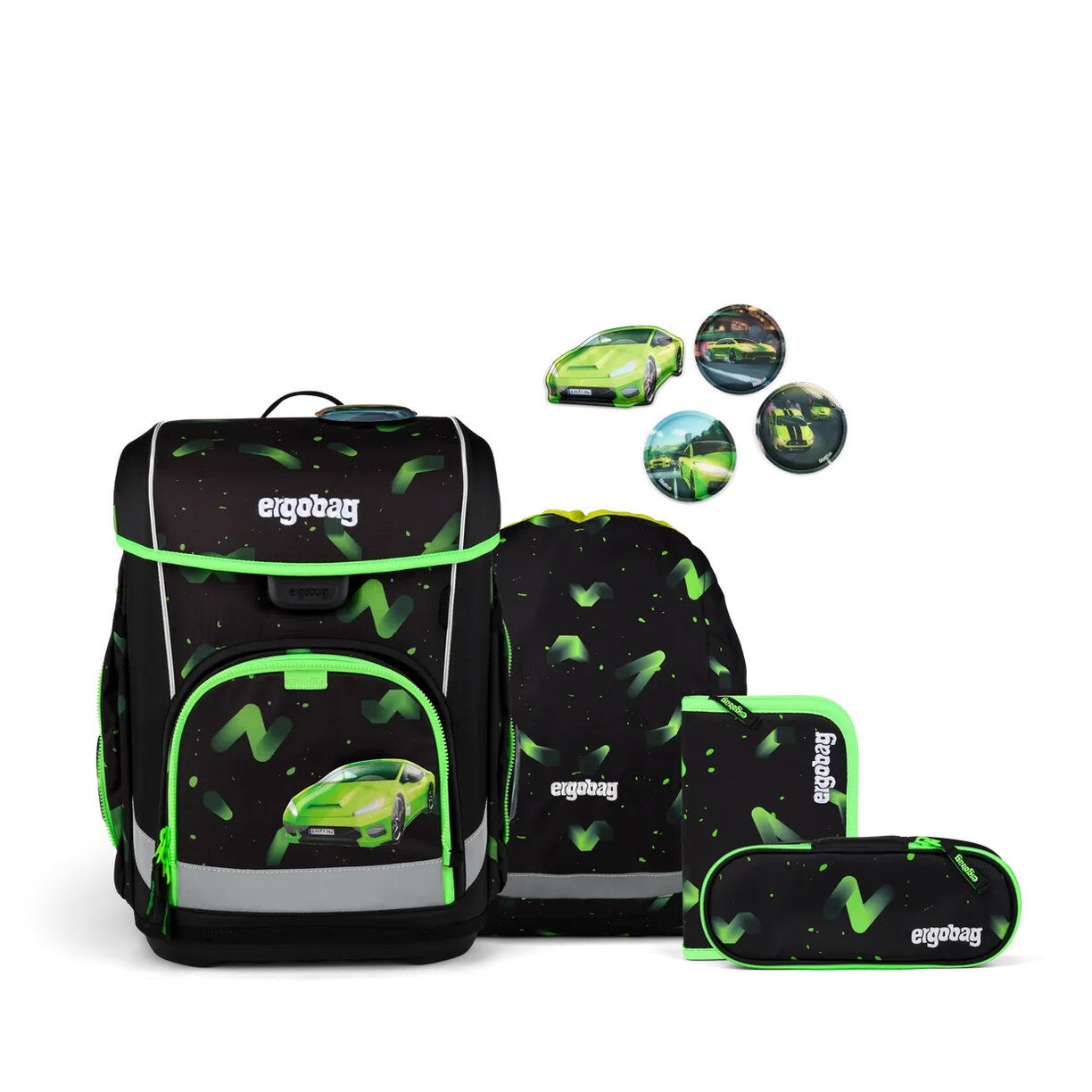 ergobag cubo light Schulranzen, 5-teiliges Set, Übärholspur