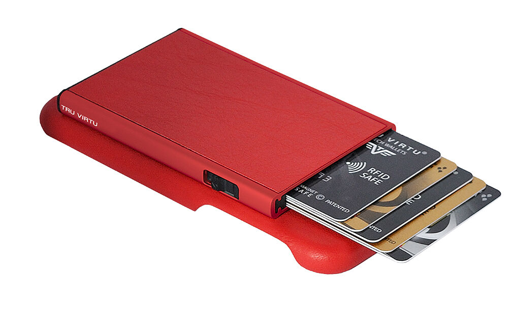 Tru Virtu Click & Slide Pay & Phone Kartenetui und Smartphoneülle - iPhone 8 Nappa Coral/Red