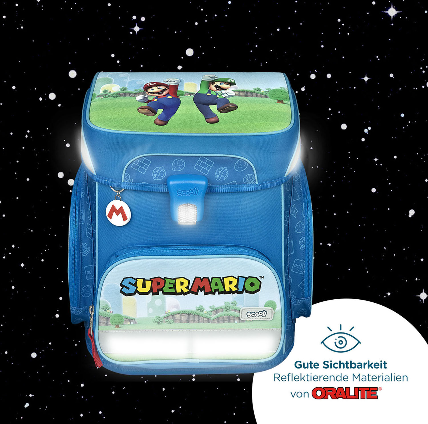 Scooli EasyFit Schulranzen, 5-teiliges Set Super Mario