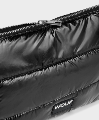 Wouf Quilted Collection Large Pouch Bag Black Glossy