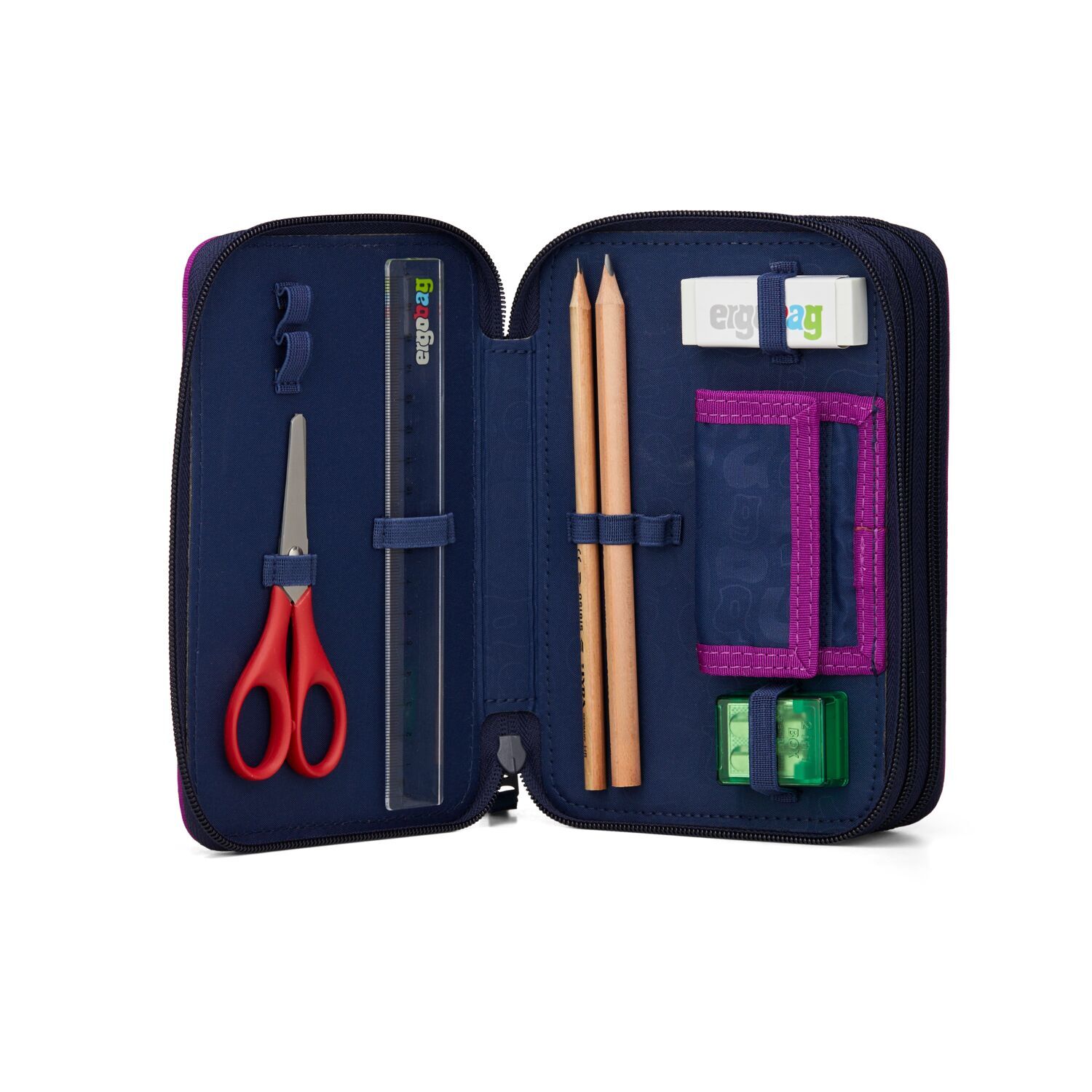 ergobag Schulzubehör SUPER REFLEX GLOW Maxi-Mäppchen, befüllt mit 3 Fächern Bärlaxy