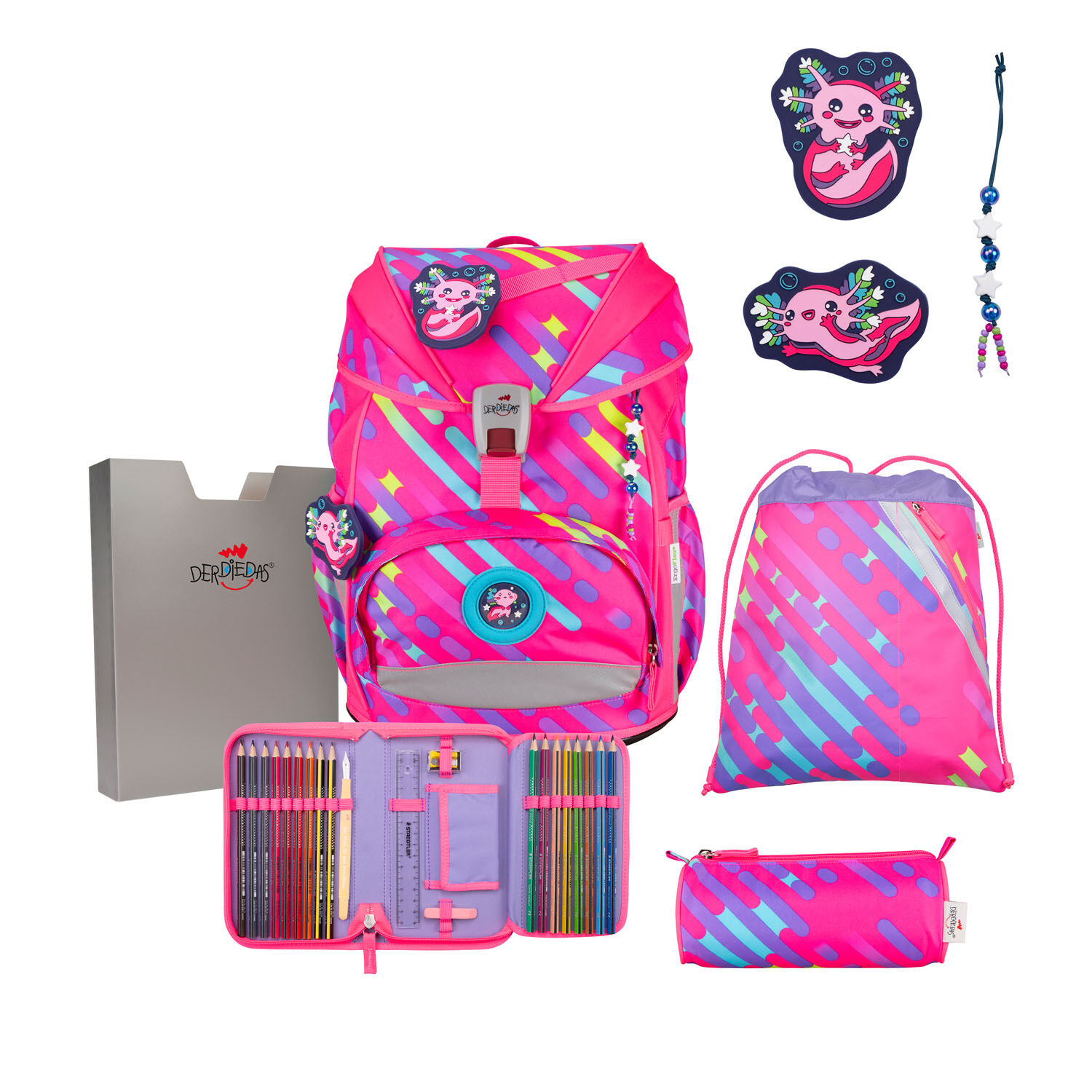 DerDieDas ErgoFlex "NEON" Schulrucksack-Set 5-teilig mit Sportbeutel Neon Punkie DerDieDas ErgoFlex "NEON" Schulrucksack-Set 5-teilig mit Sportbeutel Neon Punkie