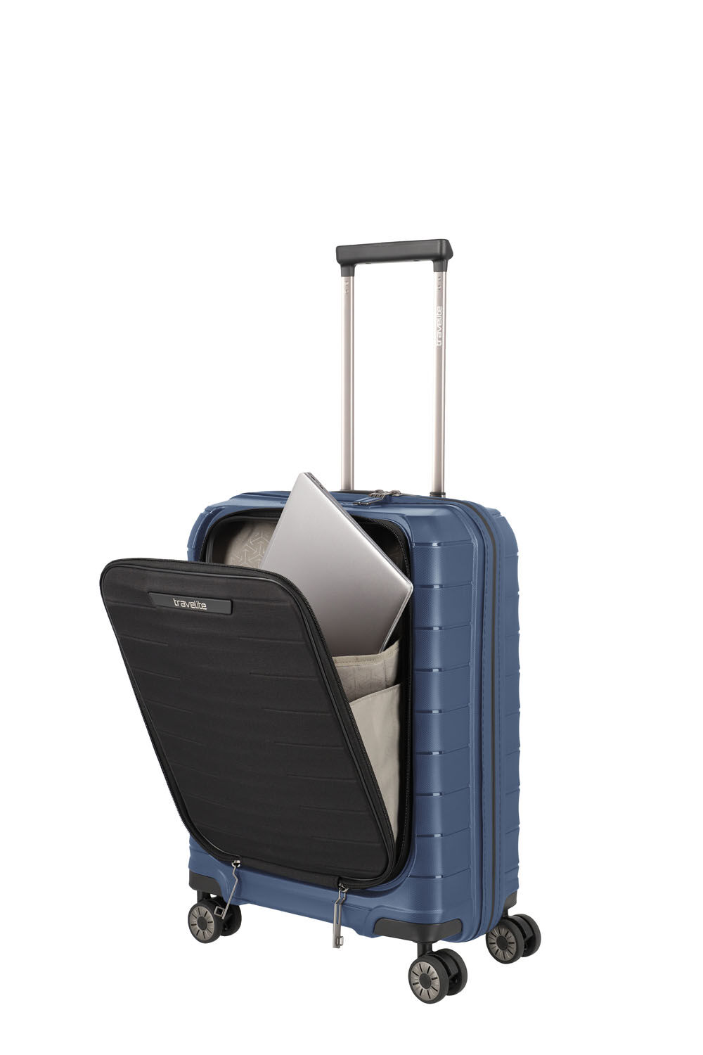 Travelite Mooby Trolley S mit Vortasche, 4-Rollen Marine