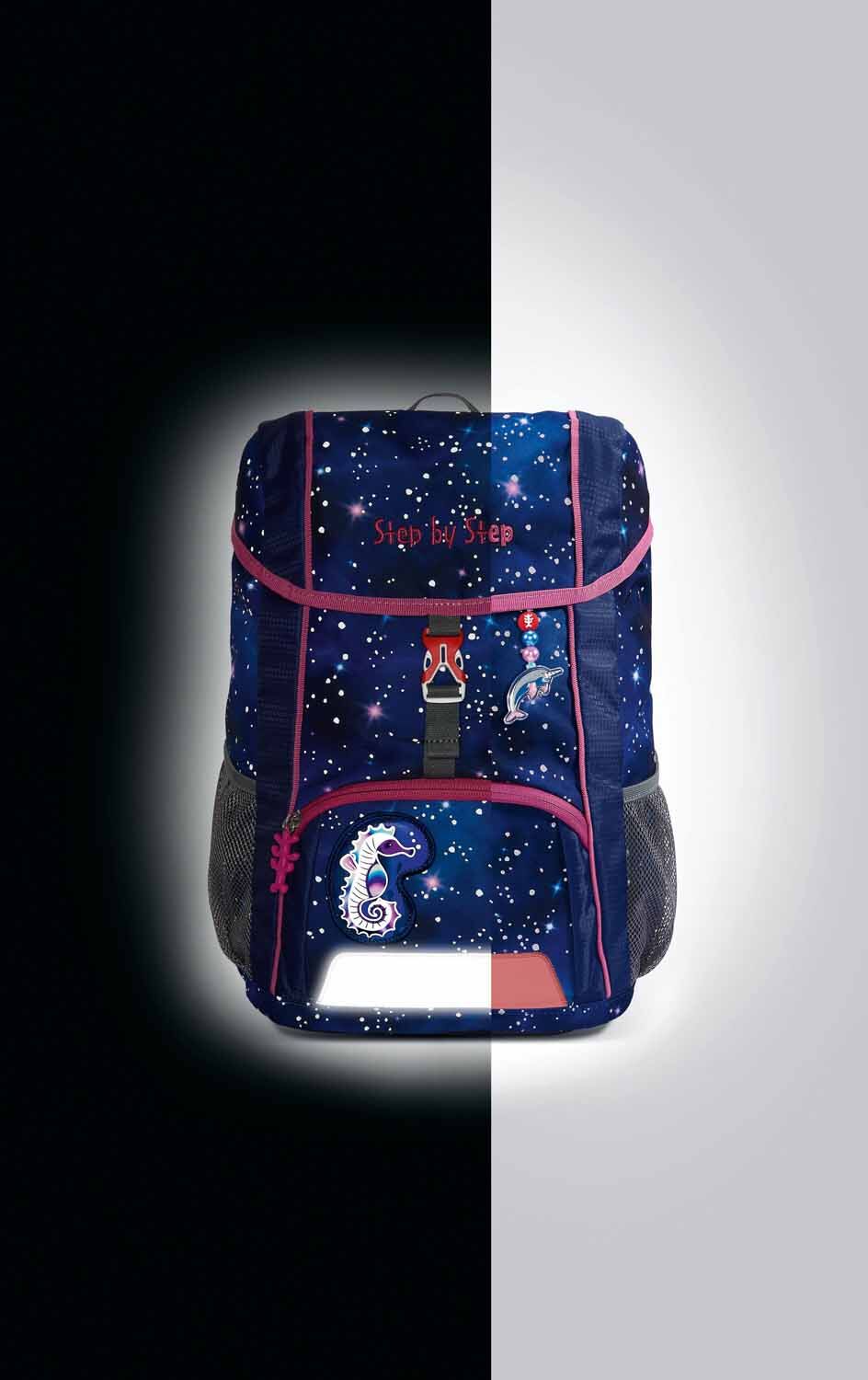 Step by Step Kinderrucksack KID REFLECT Rucksack-Set, 3-teilig inkl. Sitzkissen Star Seahorse Zoe