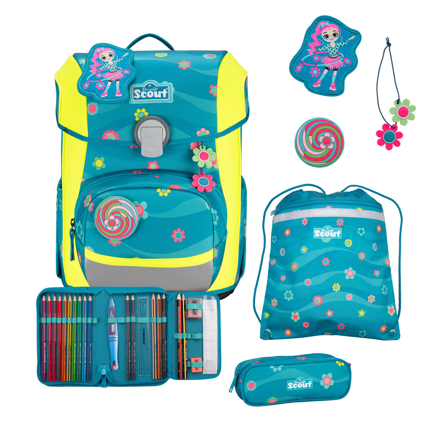 Scout Neo Schulranzen-Set 4-teilig DIN Little Flowers