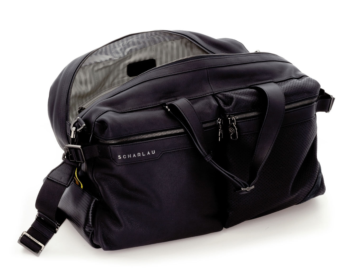 SCHARLAU Slackline MERAYO Leder-Reisetasche Black