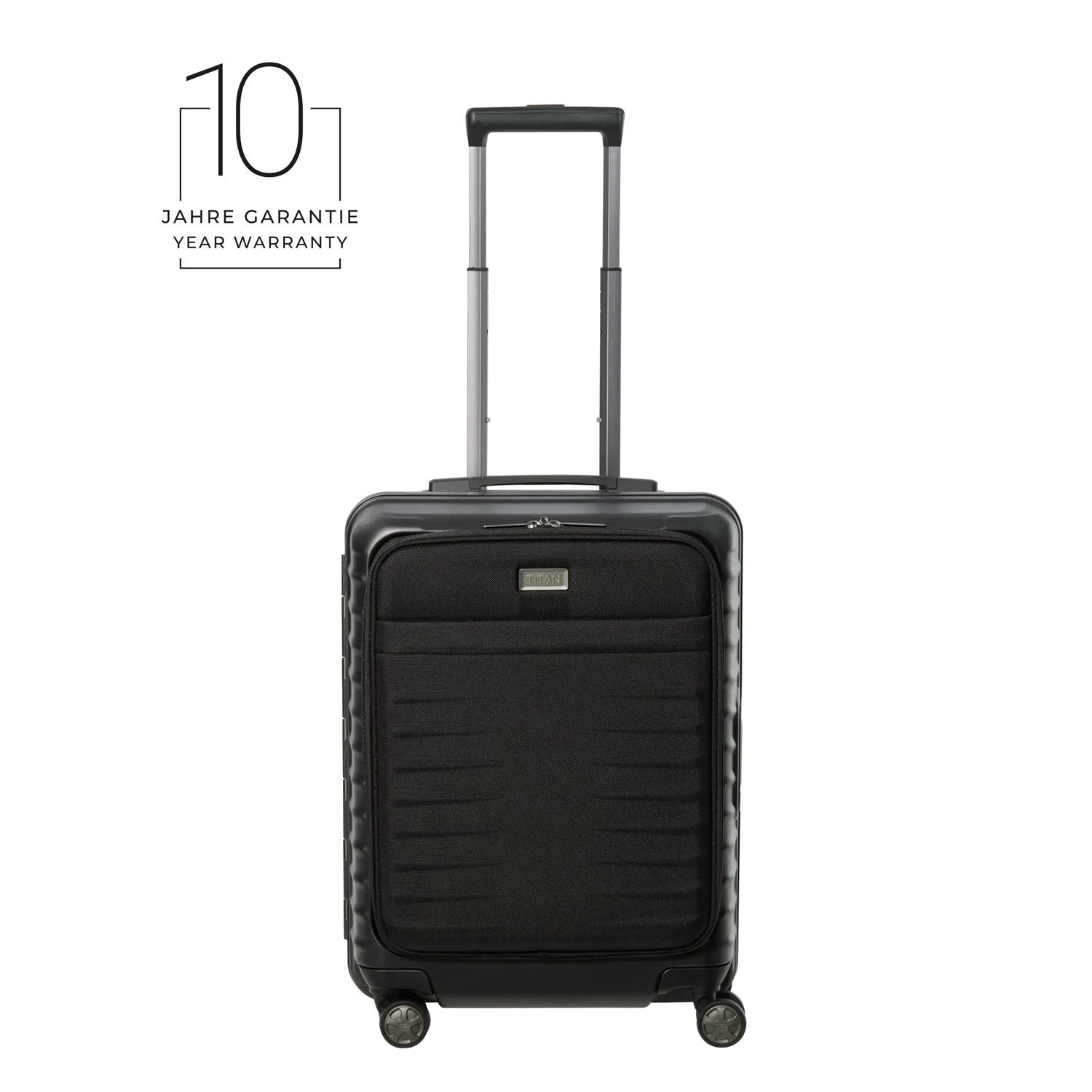 TITAN Litron Frame Trolley S, Handgepäck-Koffer mit Vortasche + Gratis Hotelgutschein Schwarz