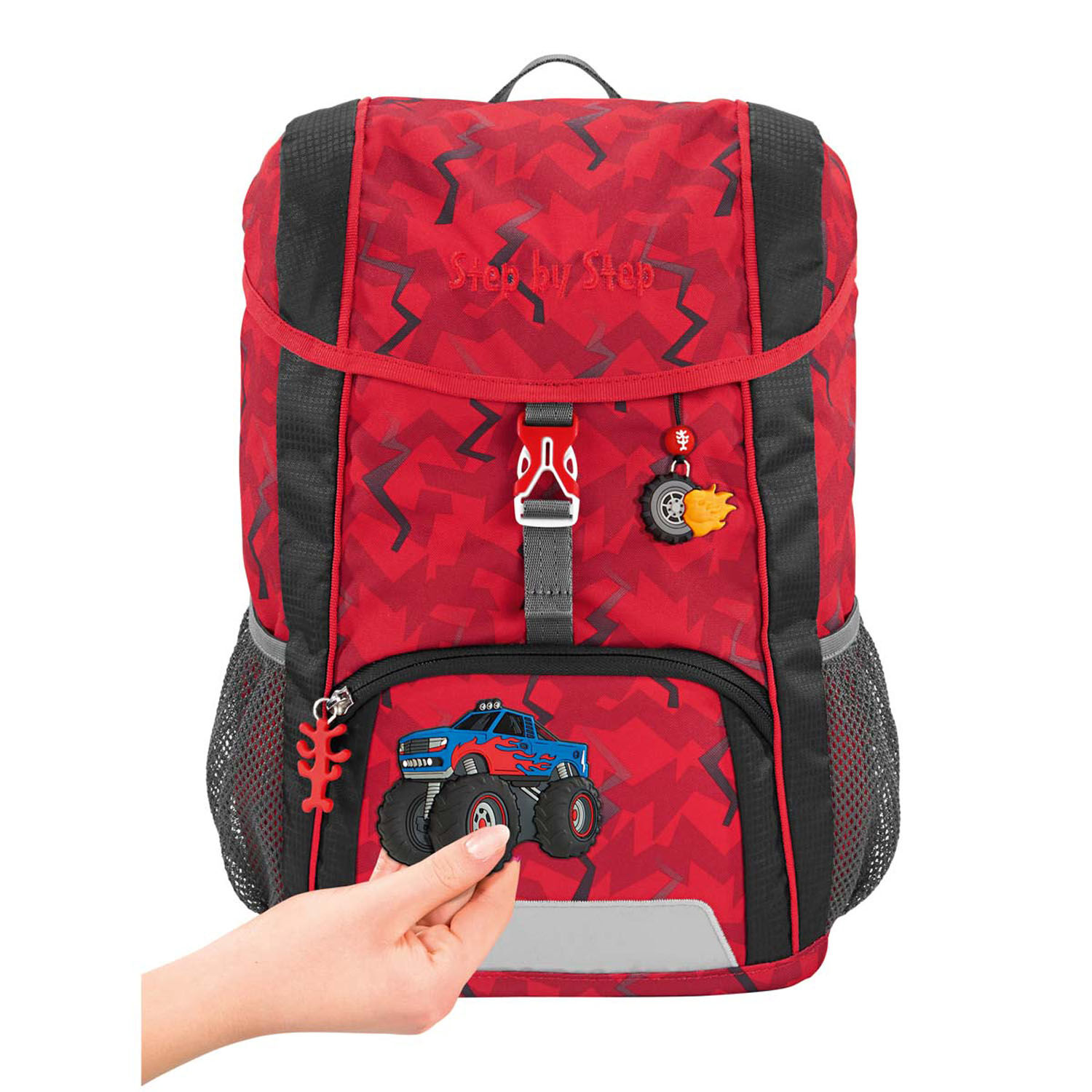 Step by Step Kinderrucksack KID Rucksack-Set, 3-teilig inkl. Sitzkissen Monster Truck Rocky