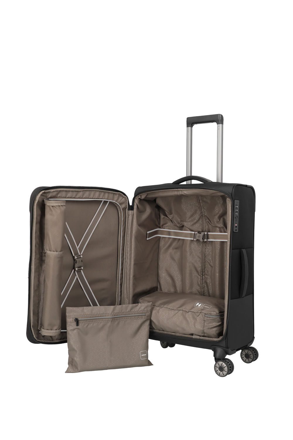 Travelite Crosslite Trolley M 4-Rollen erweiterbar Schwarz
