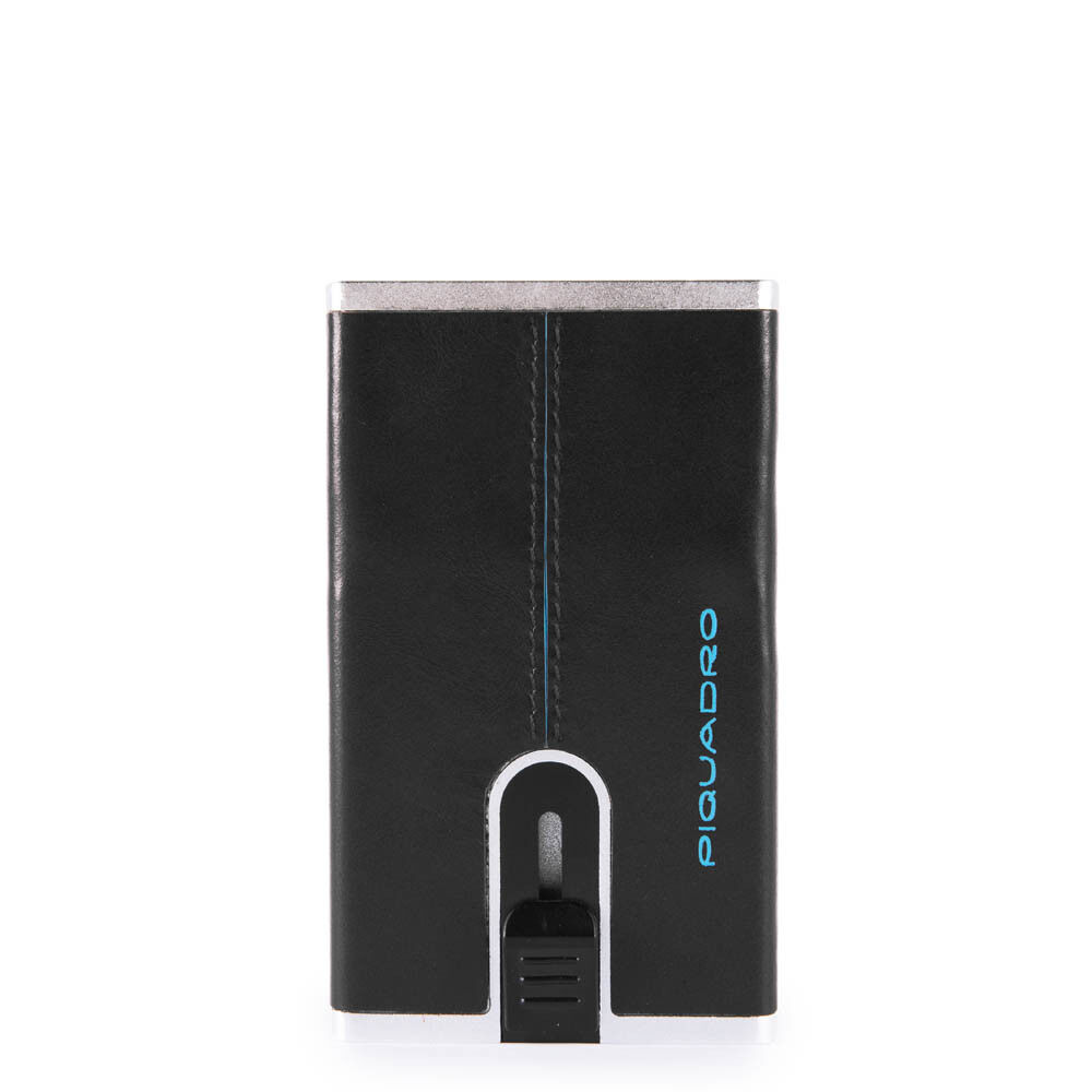 Piquadro Blue Square Kreditkartenetui mit Schiebesystem und RFID-Blocker schwarz